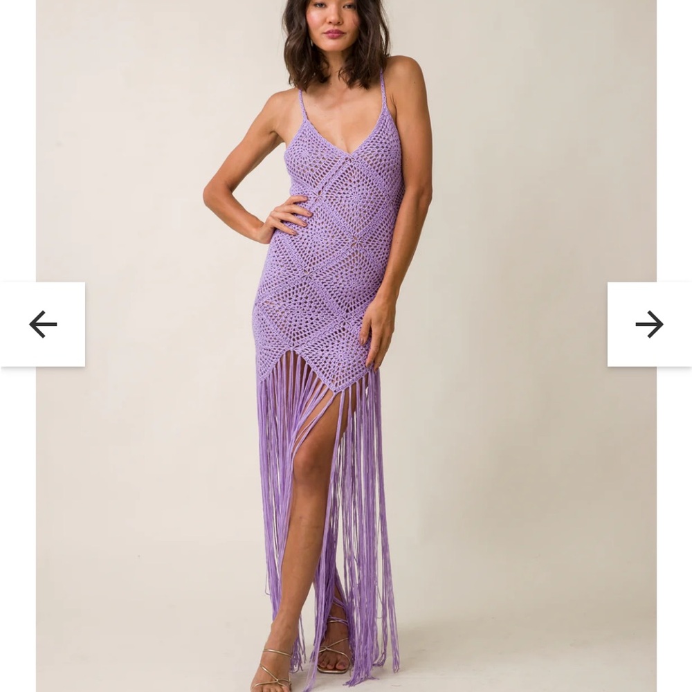 Purple Crochet Fringe Dress